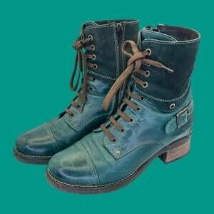 Taos Lace-Up Boots – Green Leather Comfort Style – Women’s 39 / 8.25